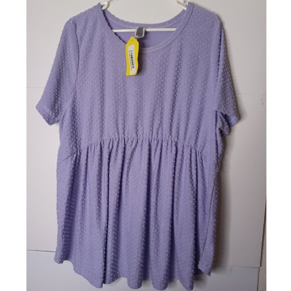 Honeyme Tops - NWT HoneyMe Curvy Swiss Dot Short Sleeve Lavender Babydoll Top Size XL